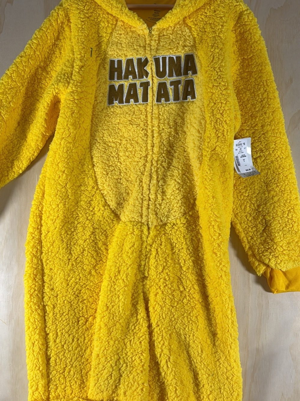 Disney Bright Yellow 'Hakuna Matata' Adult Hooded Fleece One-Piece